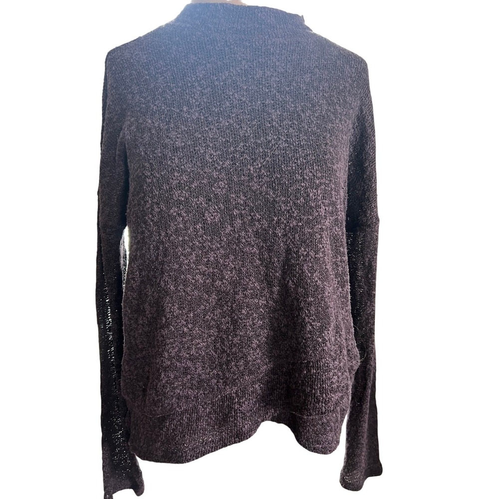 Purple‎ Marled Mock Neck Tulip Hem Knit Sweater lagenlook M unique relaxed